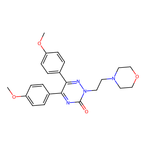 1,2,4-Triazin-3(2H)-one, 5,6-bis(4-methoxyphenyl)-2-(2-(4-morpholinyl)ethyl)- structure