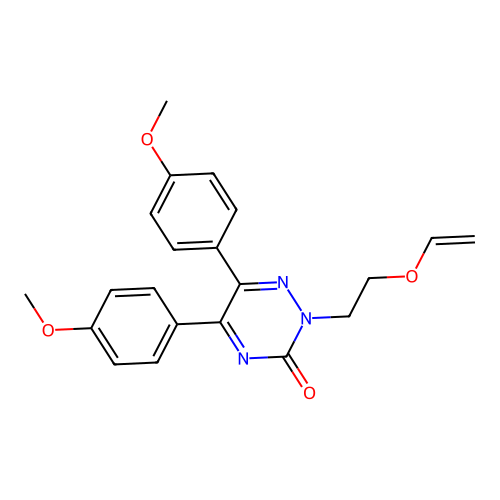 1,2,4-Triazin-3(2H)-one, 5,6-bis(4-methoxyphenyl)-2-(2-(ethenyloxy)ethyl)- structure