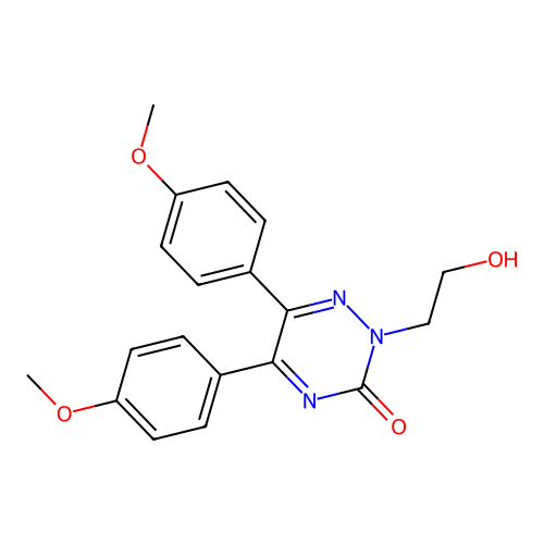 1,2,4-Triazin-3(2H)-one, 5,6-bis(4-methoxyphenyl)-2-(2-hydroxyethyl)- structure
