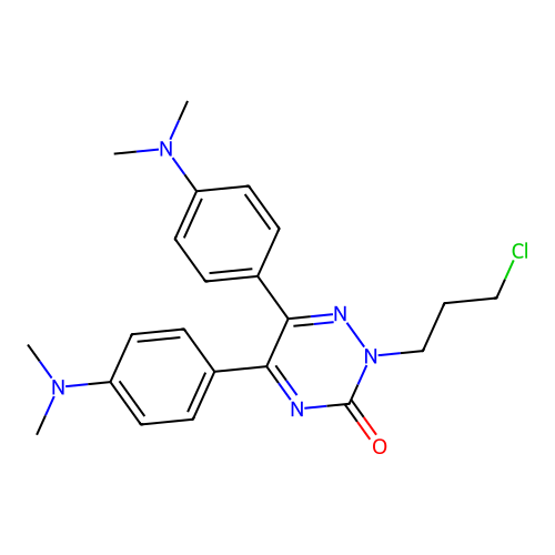 1,2,4-Triazin-3(2H)-one, 5,6-bis(4-(dimethylamino)phenyl)-2-(3-chloropropyl)- structure