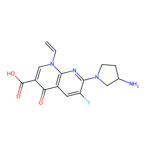 1,8-Naphthyridine-3-carboxylic acid, 1,4-dihydro-7-(3-amino-1-pyrrolidinyl)-1-ethenyl-6-fluoro-4-oxo- structure