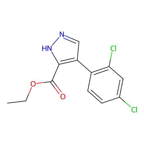 4-(2,4-dichloro-phenyl)-1H-pyrazole-3-carboxylic acid ethyl ester structure