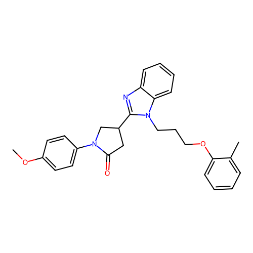1-(4-methoxyphenyl)-4-(1-(3-(o-tolyloxy)propyl)-1H-benzo[d]imidazol-2-yl)pyrrolidin-2-one structure