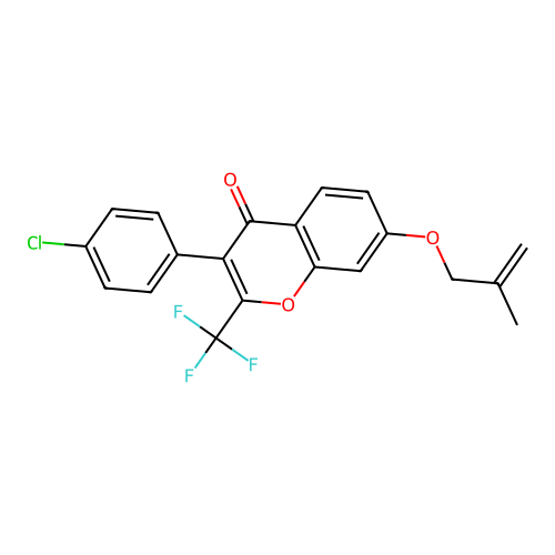 3-(4-Chlorophenyl)-7-(2-methylprop-2-enyloxy)-2-(trifluoromethyl)chromen-4-one structure