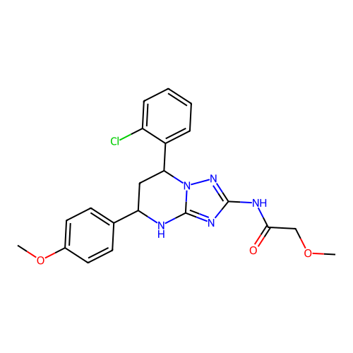 N-[7-(2-chlorophenyl)-5-(4-methoxyphenyl)-1,5,6,7-tetrahydro-[1,2,4]triazolo[1,5-a]pyrimidin-2-yl]-2-methoxyacetamide structure