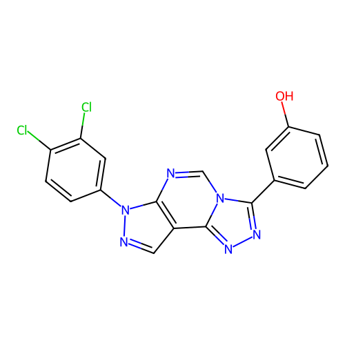 3-(7-(3,4-dichlorophenyl)-7H-pyrazolo[4,3-e][1,2,4]triazolo[4,3-c]pyrimidin-3-yl)phenol structure
