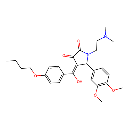 (4E)-4-[(4-butoxyphenyl)-hydroxymethylidene]-5-(3,4-dimethoxyphenyl)-1-(2-dimethylaminoethyl)pyrrolidine-2,3-dione structure