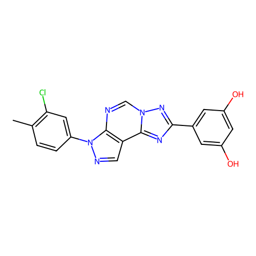 5-(7-(3-chloro-4-methylphenyl)-7H-pyrazolo[4,3-e][1,2,4]triazolo[1,5-c]pyrimidin-2-yl)benzene-1,3-diol structure