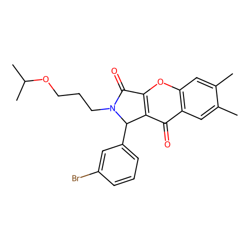 1-(3-bromophenyl)-2-(3-isopropoxypropyl)-6,7-dimethyl-1,2-dihydrochromeno[2,3-c]pyrrole-3,9-dione structure
