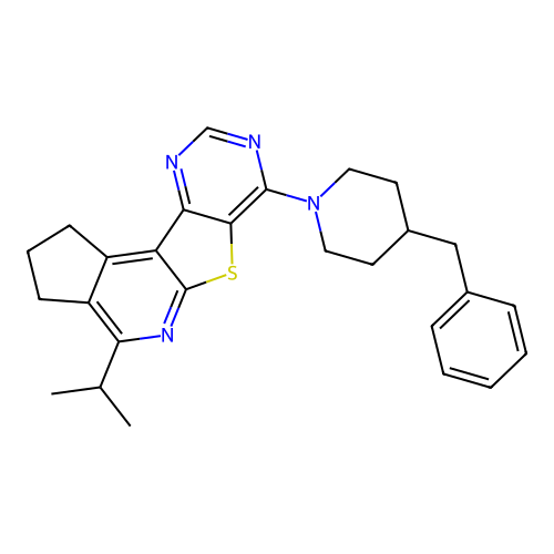7-(4-benzylpiperidin-1-yl)-4-(propan-2-yl)-2,3-dihydro-1H-cyclopenta[4',5']pyrido[3',2':4,5]thieno[3,2-d]pyrimidine structure