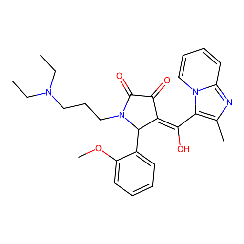 (4E)-1-[3-(diethylamino)propyl]-4-[hydroxy-(2-methylimidazo[1,2-a]pyridin-3-yl)methylidene]-5-(2-methoxyphenyl)pyrrolidine-2,3-dione structure