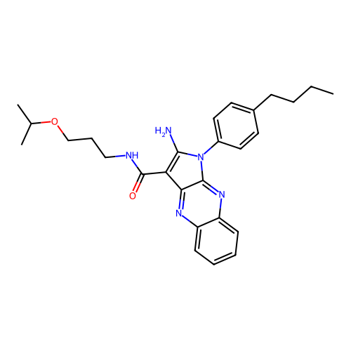2-amino-1-(4-butylphenyl)-N-(3-isopropoxypropyl)-1H-pyrrolo[2,3-b]quinoxaline-3-carboxamide structure
