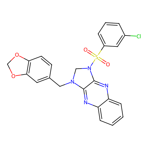 1-(1,3-benzodioxol-5-ylmethyl)-3-(3-chlorophenyl)sulfonyl-2H-imidazo[4,5-b]quinoxaline structure