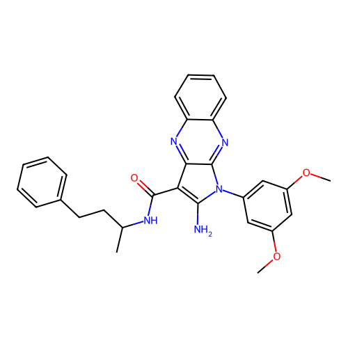 2-amino-1-(3,5-dimethoxyphenyl)-N-(4-phenylbutan-2-yl)-1H-pyrrolo[2,3-b]quinoxaline-3-carboxamide structure
