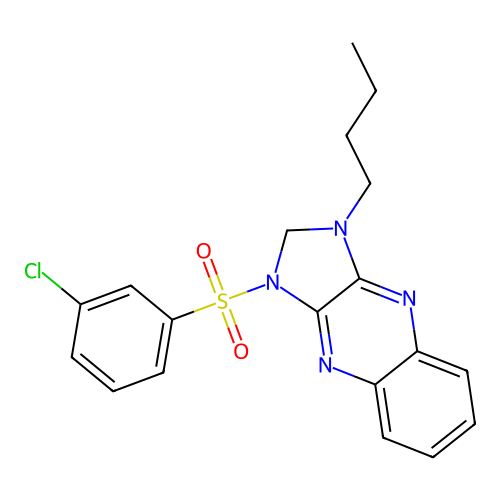 1-butyl-3-((3-chlorophenyl)sulfonyl)-2,3-dihydro-1H-imidazo[4,5-b]quinoxaline structure