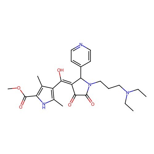 methyl 4-({1-[3-(diethylamino)propyl]-4-hydroxy-5-oxo-2-(4-pyridyl)(3-pyrrolin -3-yl)}carbonyl)-3,5-dimethylpyrrole-2-carboxylate structure