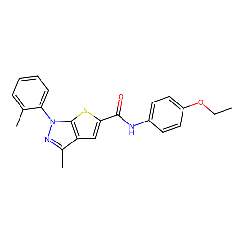 N-(4-ethoxyphenyl)-3-methyl-1-(2-methylphenyl)-1H-thieno[2,3-c]pyrazole-5-carboxamide structure
