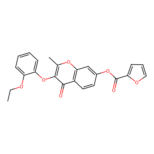 3-(2-ethoxyphenoxy)-2-methyl-4-oxo-4H-chromen-7-yl furan-2-carboxylate structure