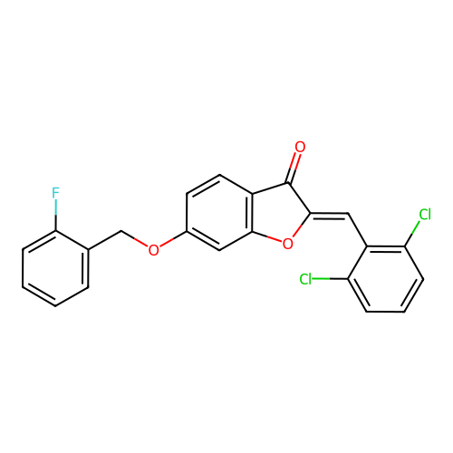 (2Z)-2-(2,6-dichlorobenzylidene)-6-[(2-fluorobenzyl)oxy]-1-benzofuran-3(2H)-one structure