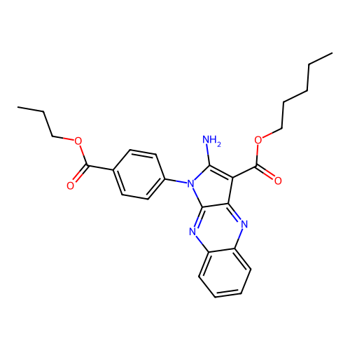 pentyl 2-amino-1-(4-(propoxycarbonyl)phenyl)-1H-pyrrolo[2,3-b]quinoxaline-3-carboxylate structure