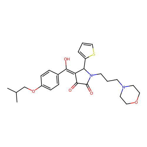 3-hydroxy-4-[4-(2-methylpropoxy)benzoyl]-1-[3-(morpholin-4-yl)propyl]-5-(thiophen-2-yl)-2,5-dihydro-1H-pyrrol-2-one structure