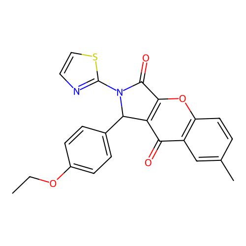 1-(4-ethoxyphenyl)-7-methyl-2-(1,3-thiazol-2-yl)-1,2-dihydrochromeno[2,3-c]pyrrole-3,9-dione structure