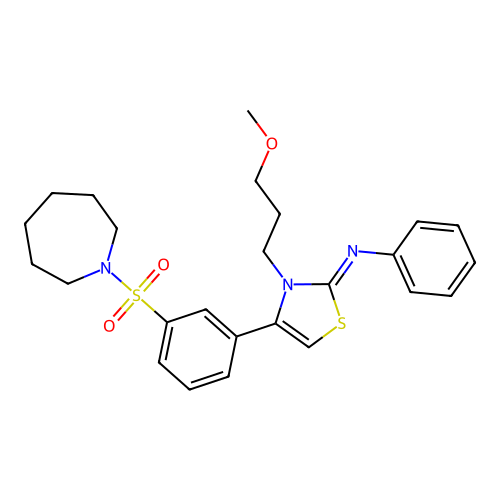 N-[(2Z)-4-[3-(azepan-1-ylsulfonyl)phenyl]-3-(3-methoxypropyl)-1,3-thiazol-2(3H)-ylidene]aniline structure