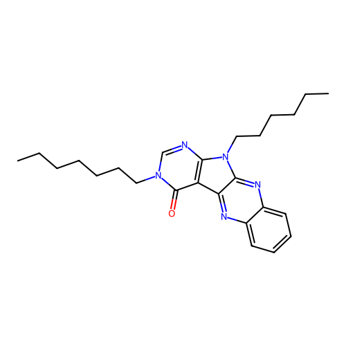3-heptyl-11-hexyl-3H-pyrimido[5',4':4,5]pyrrolo[2,3-b]quinoxalin-4(11H)-one structure