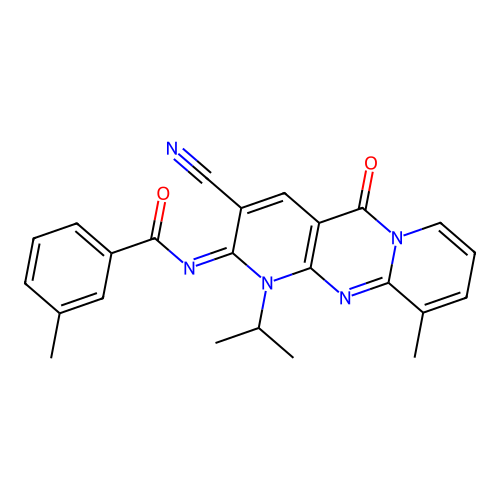 (Z)-N-(3-cyano-1-isopropyl-10-methyl-5-oxo-1H-dipyrido[1,2-a:2',3'-d]pyrimidin-2(5H)-ylidene)-3-methylbenzamide structure