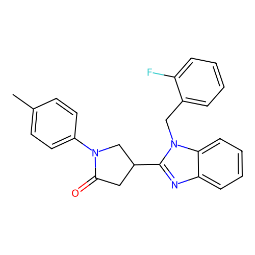 4-(1-(2-fluorobenzyl)-1H-benzo[d]imidazol-2-yl)-1-(p-tolyl)pyrrolidin-2-one structure
