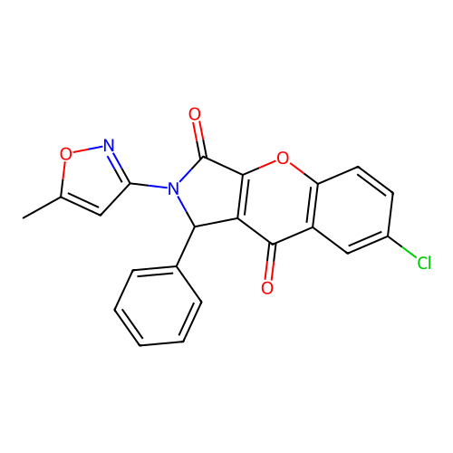 7-chloro-2-(5-methyl-1,2-oxazol-3-yl)-1-phenyl-1H-chromeno[2,3-c]pyrrole-3,9-dione structure