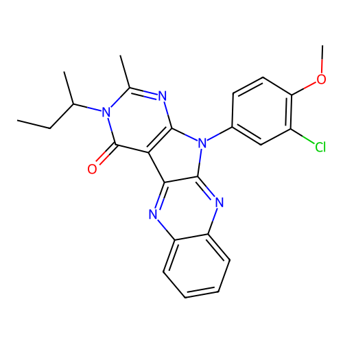 3-(butan-2-yl)-11-(3-chloro-4-methoxyphenyl)-2-methyl-3,11-dihydro-4H-pyrimido[5',4':4,5]pyrrolo[2,3-b]quinoxalin-4-one structure
