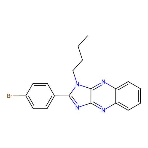 2-(4-bromophenyl)-1-butyl-1H-imidazo[4,5-b]quinoxaline structure