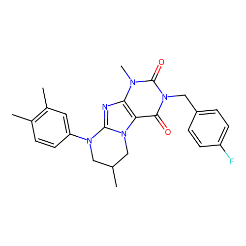 9-(3,4-dimethylphenyl)-3-(4-fluorobenzyl)-1,7-dimethyl-6,7,8,9-tetrahydropyrimido[2,1-f]purine-2,4(1H,3H)-dione structure
