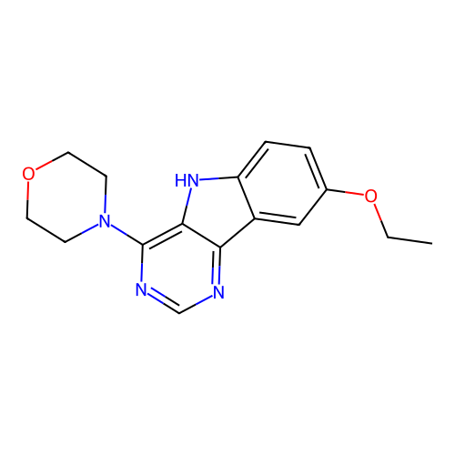 4-(8-ethoxy-5H-pyrimido[5,4-b]indol-4-yl)morpholine structure