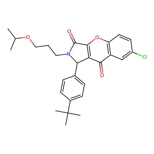 1-(4-(tert-butyl)phenyl)-7-chloro-2-(3-isopropoxypropyl)-1,2-dihydrochromeno[2,3-c]pyrrole-3,9-dione structure