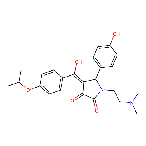 1-(2-dimethylaminoethyl)-5-(4-hydroxyphenyl)-4-[hydroxy-(4-propan-2-yloxyphenyl)methylidene]pyrrolidine-2,3-dione structure