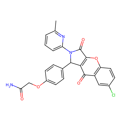 2-(4-(7-chloro-2-(6-methylpyridin-2-yl)-3,9-dioxo-1,2,3,9-tetrahydrochromeno[2,3-c]pyrrol-1-yl)phenoxy)acetamide structure