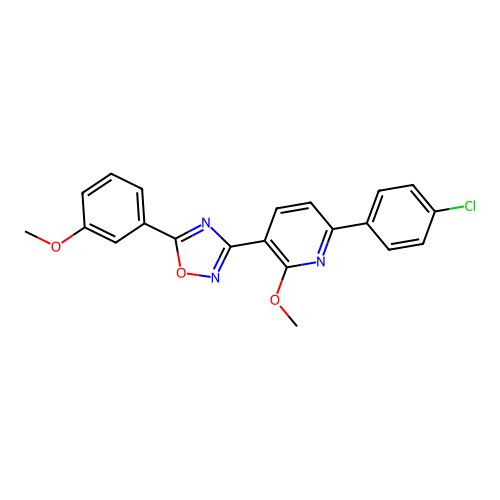 3-(6-(4-chlorophenyl)-2-methoxypyridin-3-yl)-5-(3-methoxyphenyl)-1,2,4-oxadiazole structure