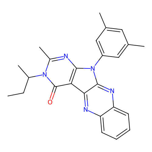 3-(butan-2-yl)-11-(3,5-dimethylphenyl)-2-methyl-3,11-dihydro-4H-pyrimido[5',4':4,5]pyrrolo[2,3-b]quinoxalin-4-one structure