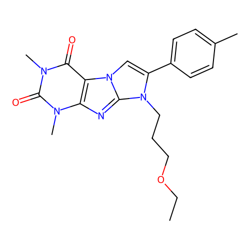 6-(3-ethoxypropyl)-2,4-dimethyl-7-(4-methylphenyl)purino[7,8-a]imidazole-1,3-dione structure