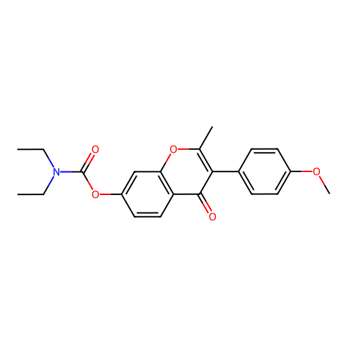 3-(4-methoxyphenyl)-2-methyl-4-oxo-4H-chromen-7-yl diethylcarbamate structure