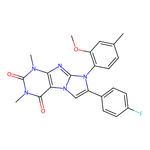 7-(4-fluorophenyl)-8-(2-methoxy-4-methylphenyl)-1,3-dimethyl-1H-imidazo[2,1-f]purine-2,4(3H,8H)-dione structure