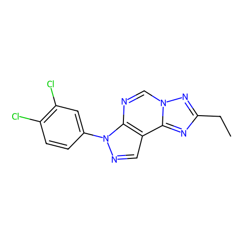 7-(3,4-dichlorophenyl)-2-ethyl-7H-pyrazolo[4,3-e][1,2,4]triazolo[1,5-c]pyrimidine structure
