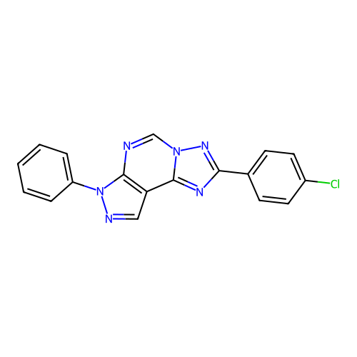 2-(4-chlorophenyl)-7-phenyl-7H-pyrazolo[4,3-e][1,2,4]triazolo[1,5-c]pyrimidine structure