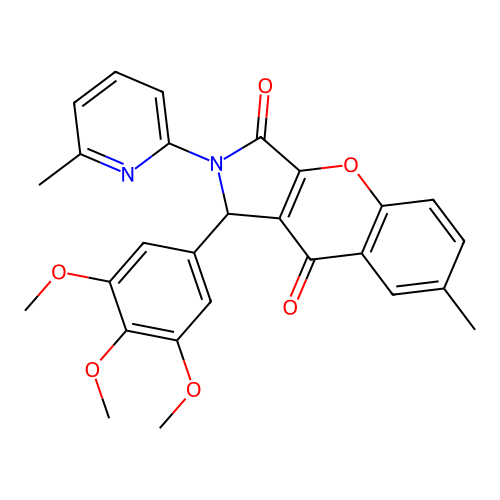 7-methyl-2-(6-methylpyridin-2-yl)-1-(3,4,5-trimethoxyphenyl)-1,2-dihydrochromeno[2,3-c]pyrrole-3,9-dione structure
