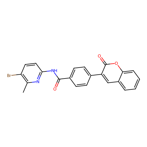 N-(5-bromo-6-methylpyridin-2-yl)-4-(2-oxo-2H-chromen-3-yl)benzamide structure