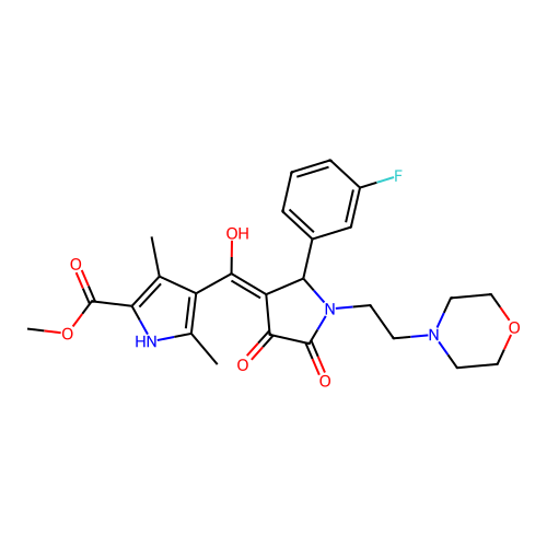 methyl 4-[[2-(3-fluorophenyl)-1-(2-morpholin-4-ylethyl)-4,5-dioxopyrrolidin-3-ylidene]-hydroxymethyl]-3,5-dimethyl-1H-pyrrole-2-carboxylate structure