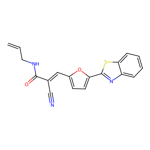 (E)-N-allyl-3-(5-(benzo[d]thiazol-2-yl)furan-2-yl)-2-cyanoacrylamide structure