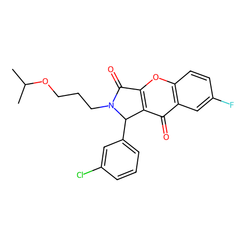 1-(3-chlorophenyl)-7-fluoro-2-(3-isopropoxypropyl)-1,2-dihydrochromeno[2,3-c]pyrrole-3,9-dione structure